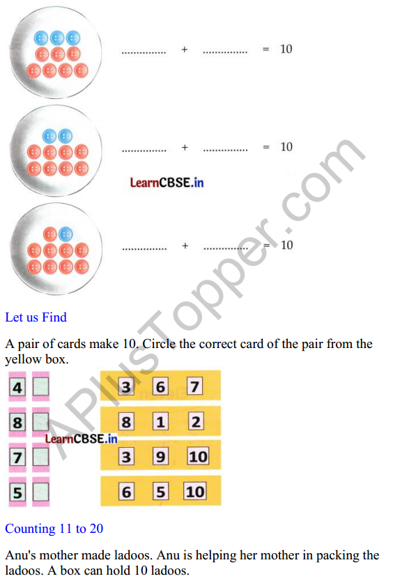 Joyful Class 1 Mathematics Worksheet Chapter 4 Making 10 (Numbers 10 to 20) 10