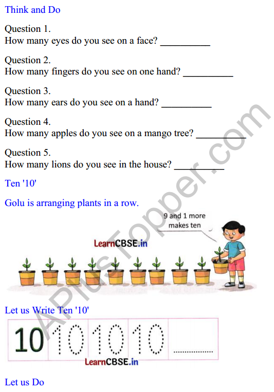 Joyful Class 1 Mathematics Worksheet Chapter 4 Making 10 (Numbers 10 to 20) 4