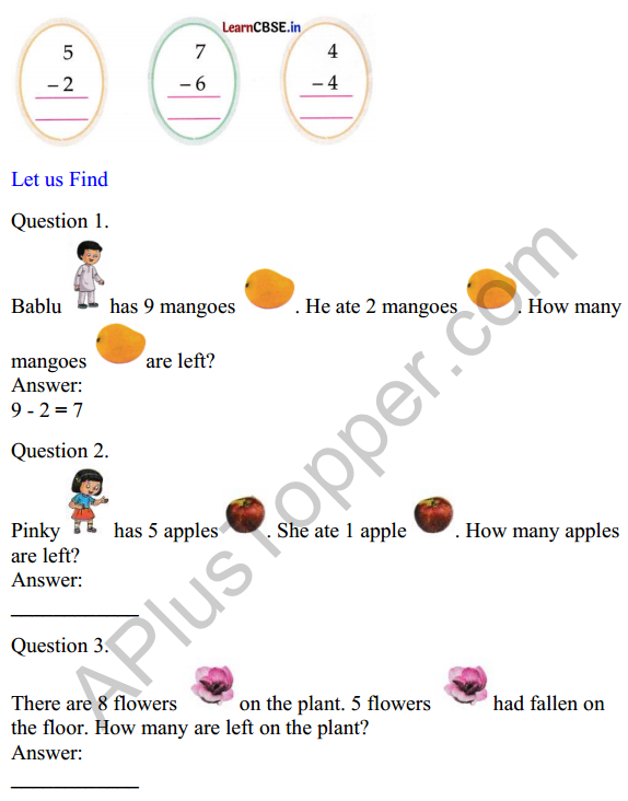 Joyful Class 1 Mathematics Worksheet Chapter 5 How Many (Addition and Subtraction of Single Digit Numbers) 16