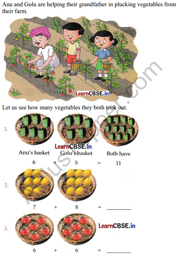 Joyful Class 1 Mathematics Worksheet Chapter 6 Vegetable Farm (Addition and Subtraction up to 20) 1