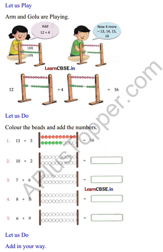 Joyful Class 1 Mathematics Worksheet Chapter 6 Vegetable Farm (Addition and Subtraction up to 20) 2