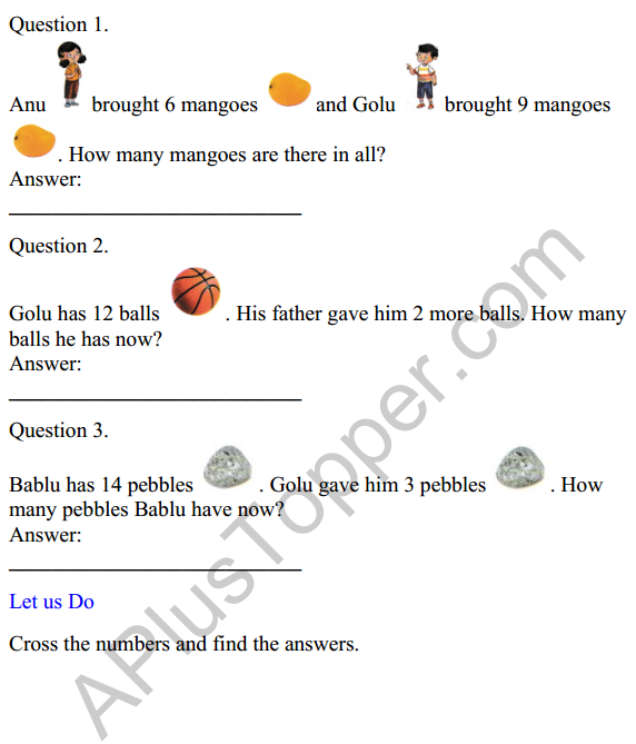 Joyful Class 1 Mathematics Worksheet Chapter 6 Vegetable Farm (Addition and Subtraction up to 20) 3