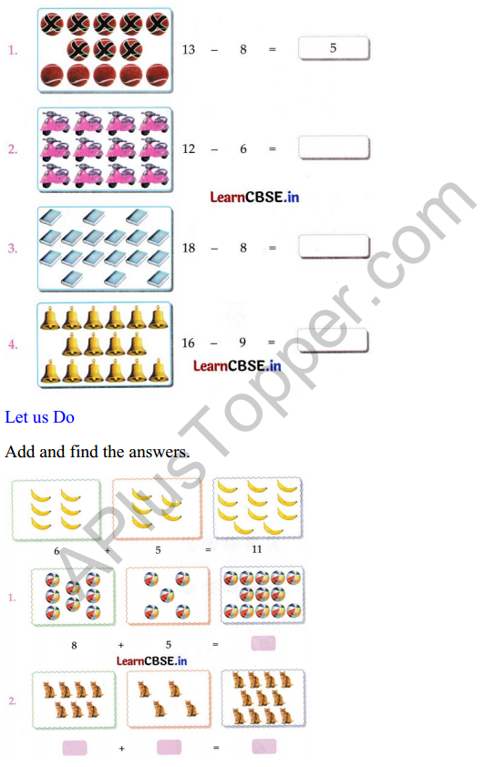 Joyful Class 1 Mathematics Worksheet Chapter 6 Vegetable Farm (Addition and Subtraction up to 20) 4