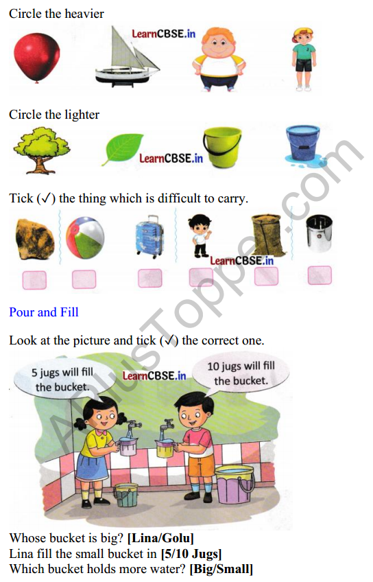 Joyful Class 1 Mathematics Worksheet Chapter 7 Lina’s Family (Measurement) 11