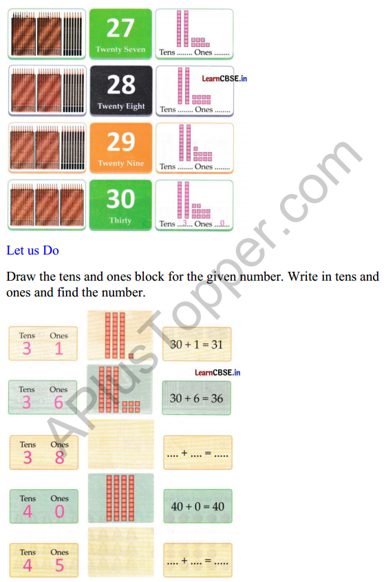 Joyful Class 1 Mathematics Worksheet Chapter 8 Fun with Numbers (Numbers 21 to 99) 2