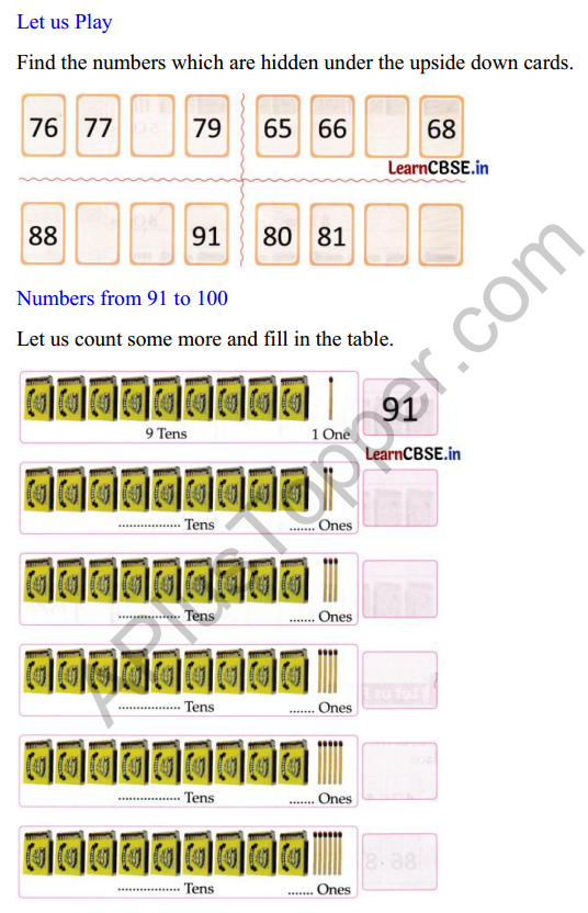 Joyful Class 1 Mathematics Worksheet Chapter 8 Fun with Numbers (Numbers 21 to 99) 9