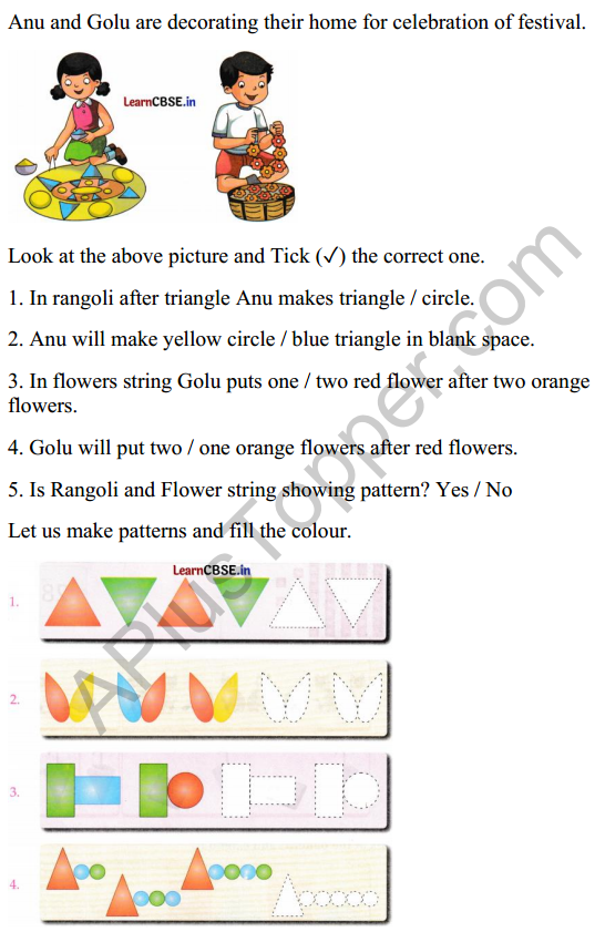 Joyful Class 1 Mathematics Worksheet Chapter 9 Utsav (Patterns) 1