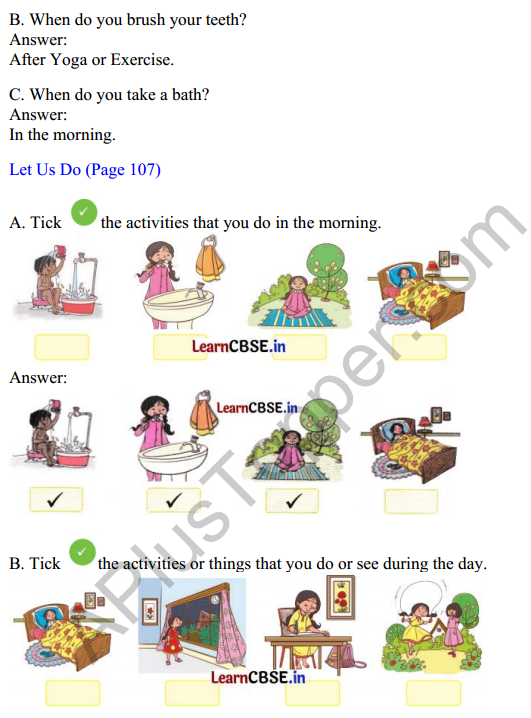 Joyful Mathematics Class 1 Solutions Chapter 10 How do I Spend My Day (Time) 3