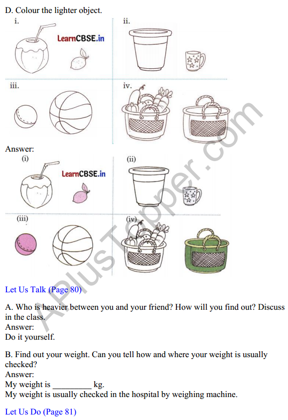 Joyful Mathematics Class 1 Solutions Chapter 7 Lina’s Family (Measurement) 9