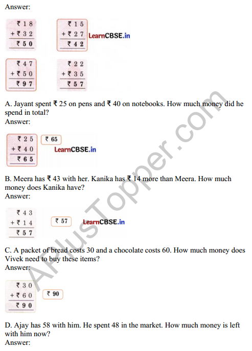 Joyful Mathematics Class 2 Solutions Chapter 10 Fun at the Fair (Money) 10