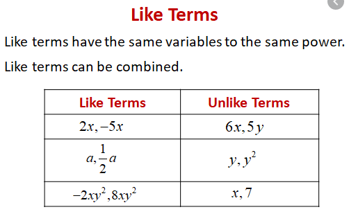 Like terms 2