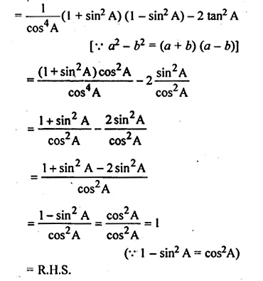 ML Aggarwal Class 10 Solutions for ICSE Maths Chapter 19 Trigonometric Identities Chapter Test Q7.1