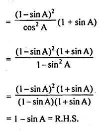 ML Aggarwal Class 10 Solutions for ICSE Maths Chapter 19 Trigonometric Identities Chapter Test Q8.2