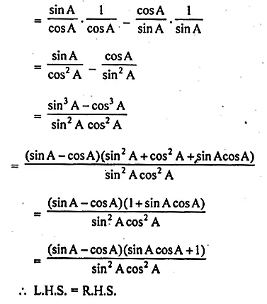 ML Aggarwal Class 10 Solutions for ICSE Maths Chapter 19 Trigonometric Identities Chapter Test Q9.3