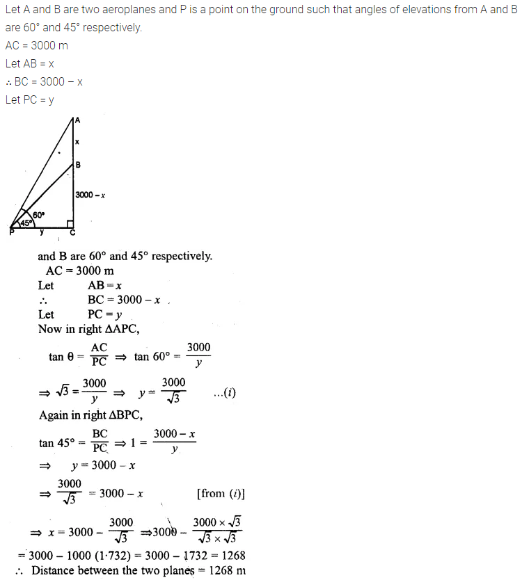 ML Aggarwal Class 10 Solutions for ICSE Maths Chapter 21 Heights and Distances Chapter Test Q2.1