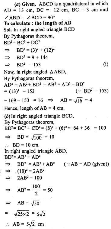 ML Aggarwal Class 9 Solutions for ICSE Maths Chapter 12 Pythagoras Theorem Q14.2