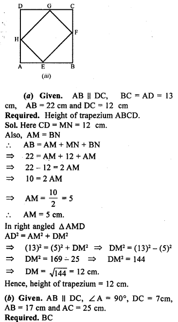 ML Aggarwal Class 9 Solutions for ICSE Maths Chapter 12 Pythagoras Theorem Q19.2