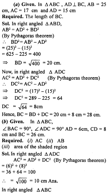 ML Aggarwal Class 9 Solutions for ICSE Maths Chapter 12 Pythagoras Theorem ch Q1.2