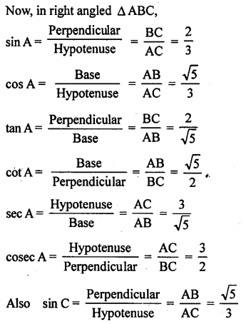 ML Aggarwal Class 9 Solutions for ICSE Maths Chapter 17 Trigonometric Ratios Chapter Test img-3