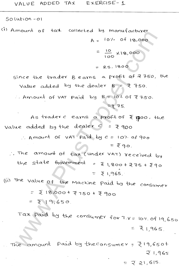 ML-Aggarwal ICSE Solutions for Class 10 Maths Ch 25 Value Added Tax Q1.1 