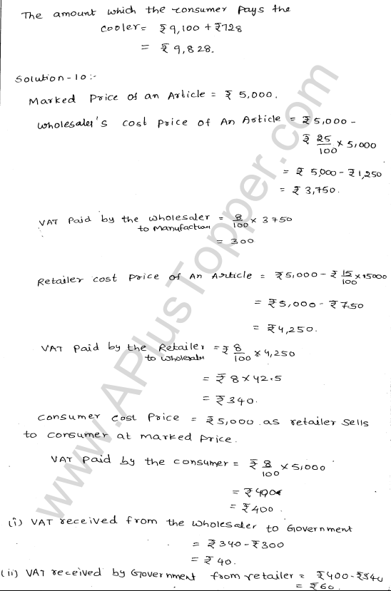 ML-Aggarwal ICSE Solutions for Class 10 Maths Ch 25 Value Added Tax Q1.10