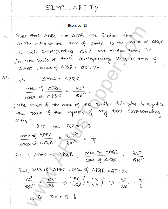 ML Aggarwal ICSE Solutions for Class 10 Maths Chapter 14 Similarity Q1.1