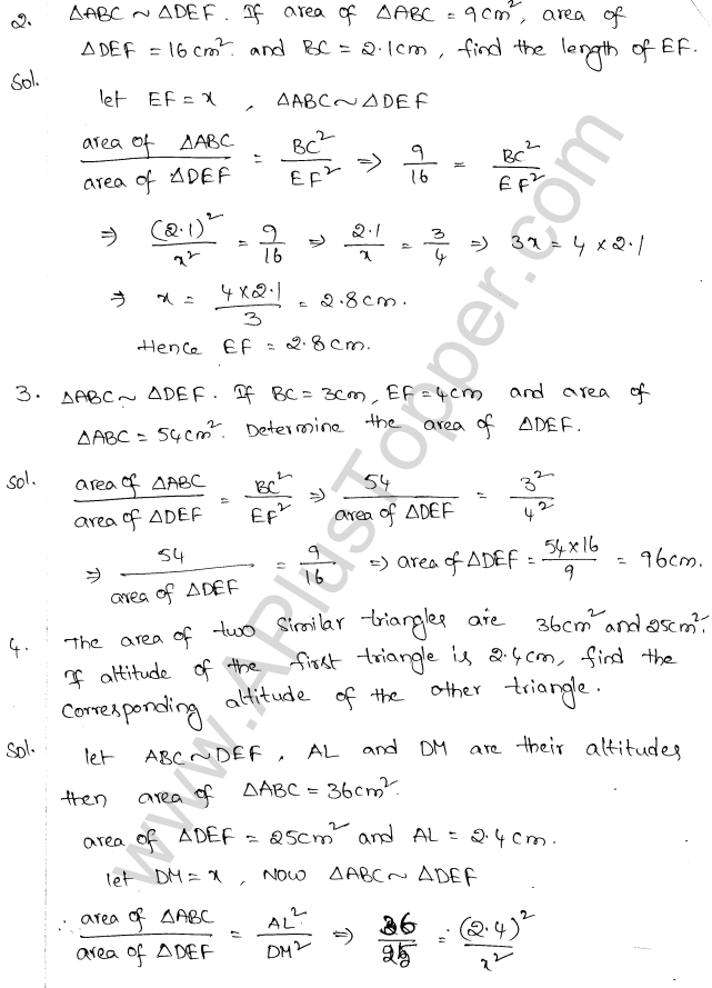 ML Aggarwal ICSE Solutions for Class 10 Maths Chapter 14 Similarity Q1.2