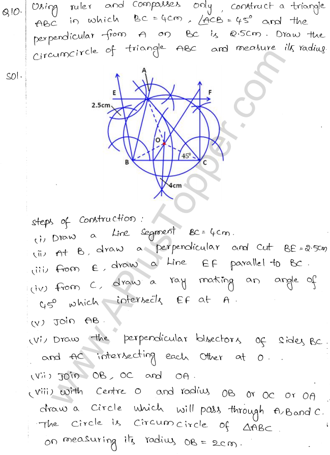 ML Aggarwal ICSE Solutions for Class 10 Maths Chapter 17 Constructions Q1.10