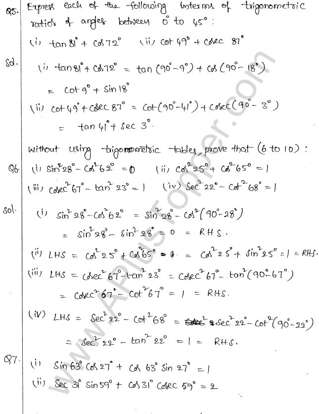 ML Aggarwal ICSE Solutions for Class 10 Maths Chapter 19 Trigonometric Identities Q1.19