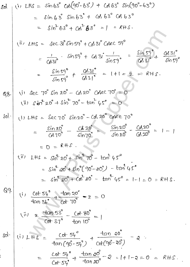 ML Aggarwal ICSE Solutions for Class 10 Maths Chapter 19 Trigonometric Identities Q1.20