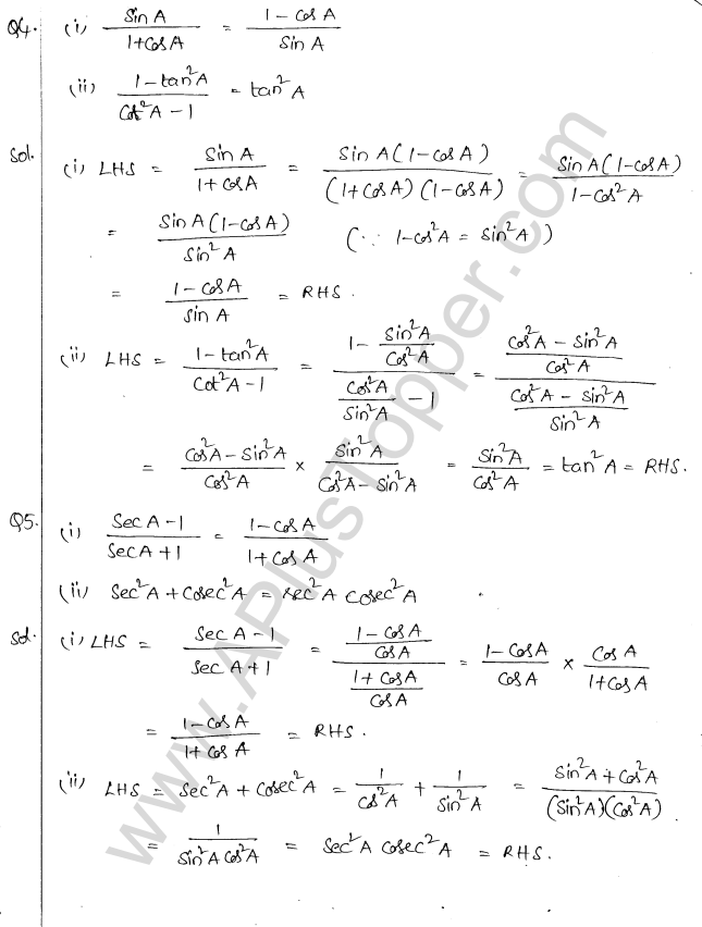 ML Aggarwal ICSE Solutions for Class 10 Maths Chapter 19 Trigonometric Identities Q1.3