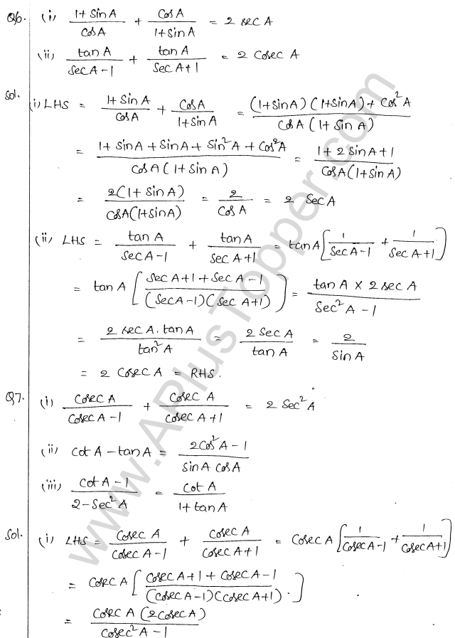 ML Aggarwal ICSE Solutions for Class 10 Maths Chapter 19 Trigonometric Identities Q1.4