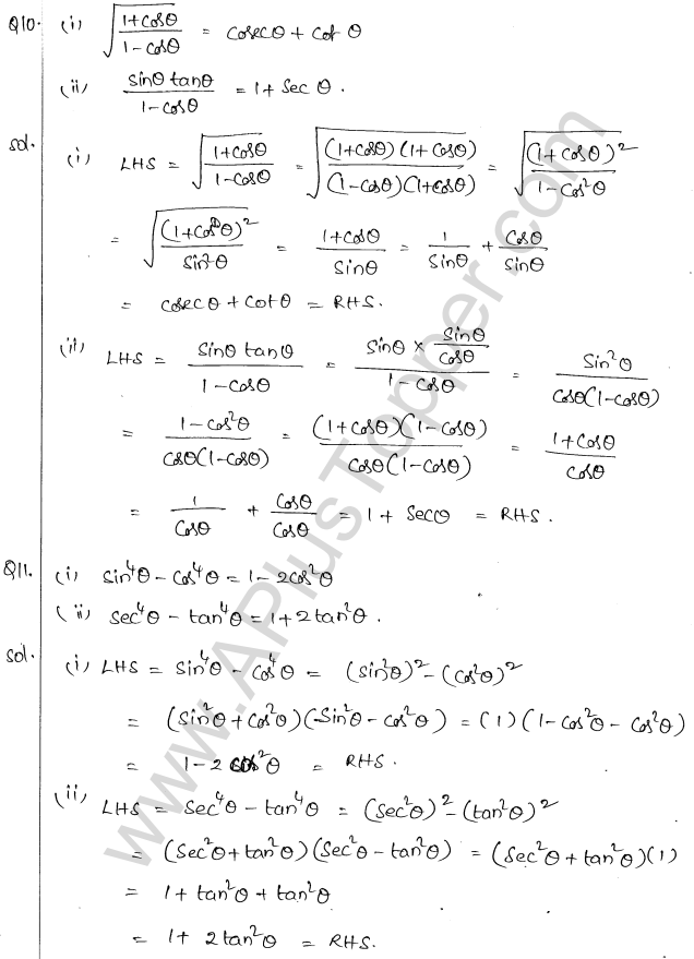 ML Aggarwal ICSE Solutions for Class 10 Maths Chapter 19 Trigonometric Identities Q1.7