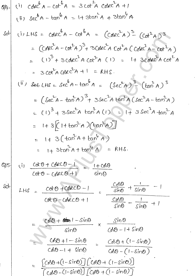 ML Aggarwal ICSE Solutions for Class 10 Maths Chapter 19 Trigonometric Identities Q1.9