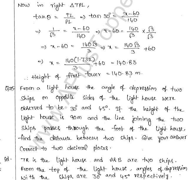 ML Aggarwal ICSE Solutions for Class 10 Maths Chapter 21 Heights and Distances Q1.25