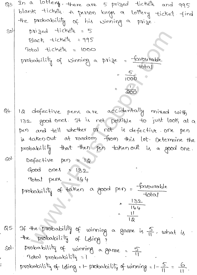 ML Aggarwal ICSE Solutions for Class 10 Maths Chapter 24 Probability Q1.2