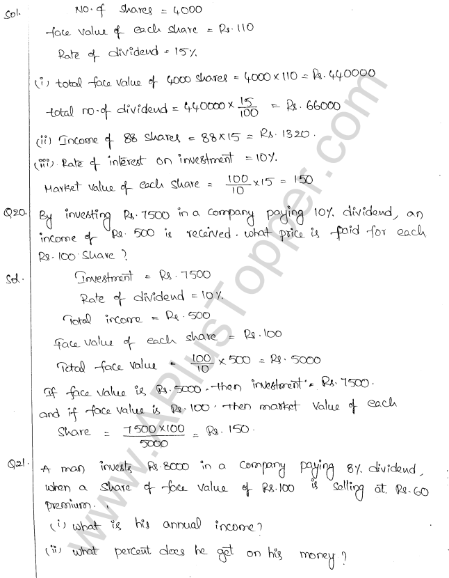 ML Aggarwal ICSE Solutions for Class 10 Maths Chapter 4 Shares and Dividends Q1.10