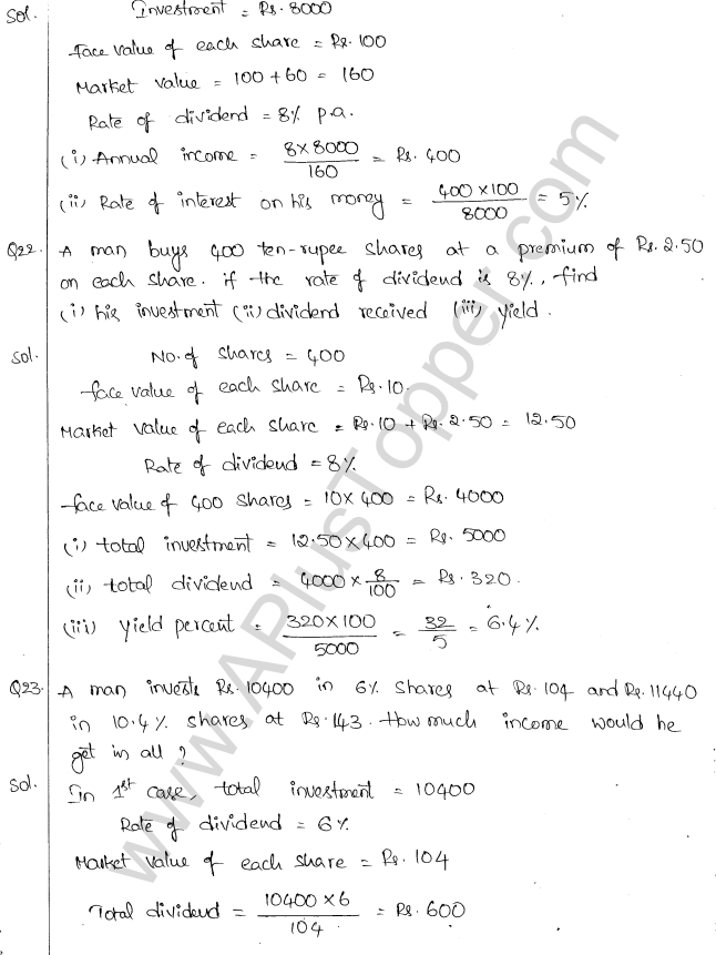 ML Aggarwal ICSE Solutions for Class 10 Maths Chapter 4 Shares and Dividends Q1.11