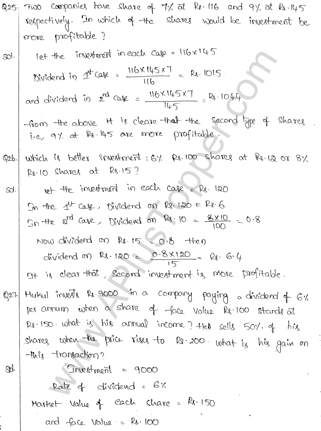 ML Aggarwal ICSE Solutions for Class 10 Maths Chapter 4 Shares and Dividends Q1.13