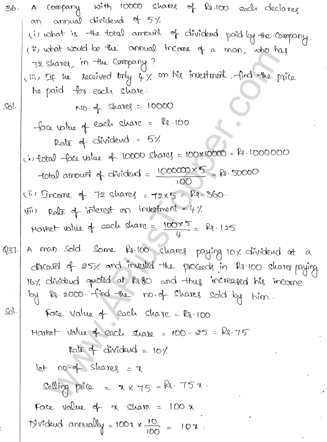 ML Aggarwal ICSE Solutions for Class 10 Maths Chapter 4 Shares and Dividends Q1.18