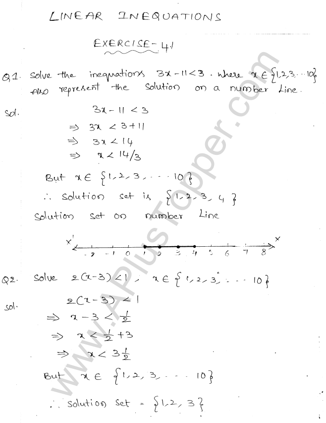 ML Aggarwal ICSE Solutions for Class 10 Maths Chapter 5 Linear Inequations Q1.1