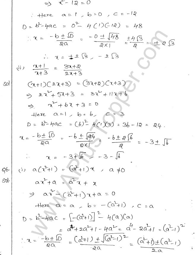 ML Aggarwal ICSE Solutions for Class 10 Maths Chapter 6 Quadratic Equations in One Variable Q6.21