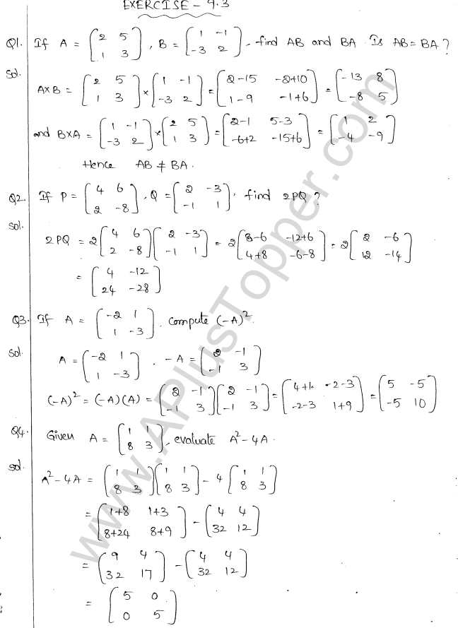 ML Aggarwal ICSE Solutions for Class 10 Maths Chapter 9 Matrices Q1.9