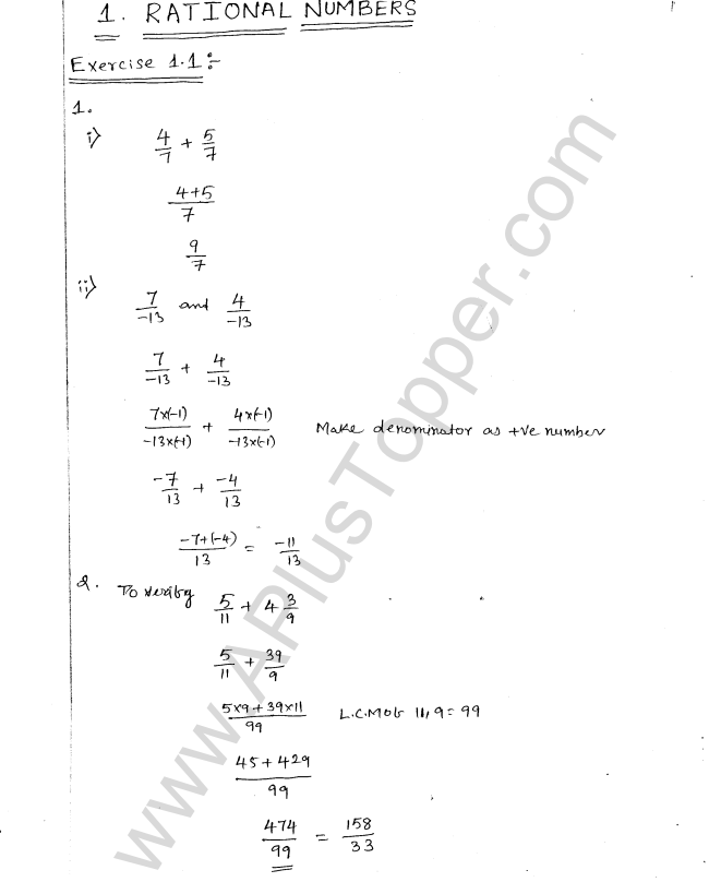 ML Aggarwal ICSE Solutions for Class 8 Maths Chapter 1 Rational Numbers 1