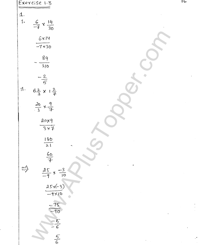 ML Aggarwal ICSE Solutions for Class 8 Maths Chapter 1 Rational Numbers 16