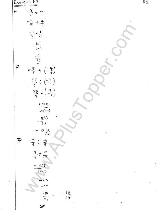 ML Aggarwal ICSE Solutions for Class 8 Maths Chapter 1 Rational Numbers 28