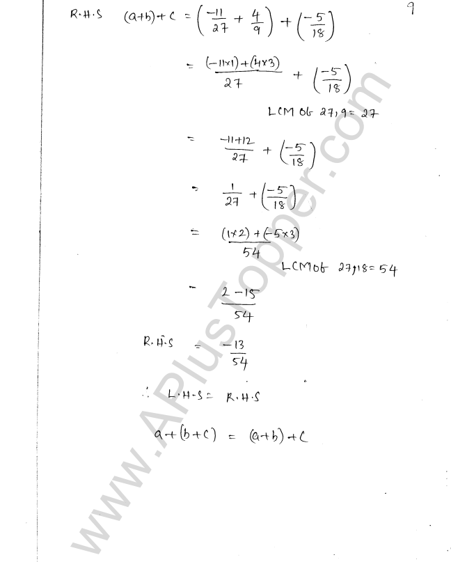 ML Aggarwal ICSE Solutions for Class 8 Maths Chapter 1 Rational Numbers 9