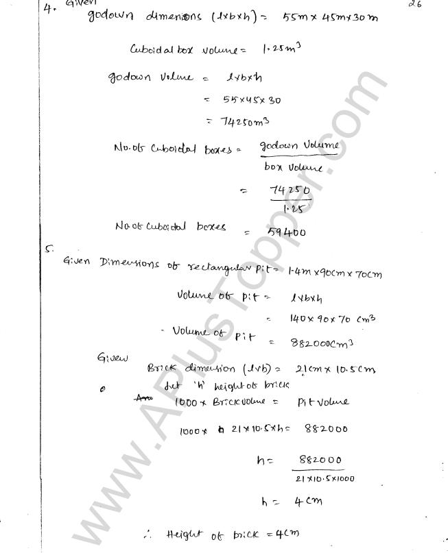 ML Aggarwal ICSE Solutions for Class 8 Maths Chapter 18 Mensuration 26