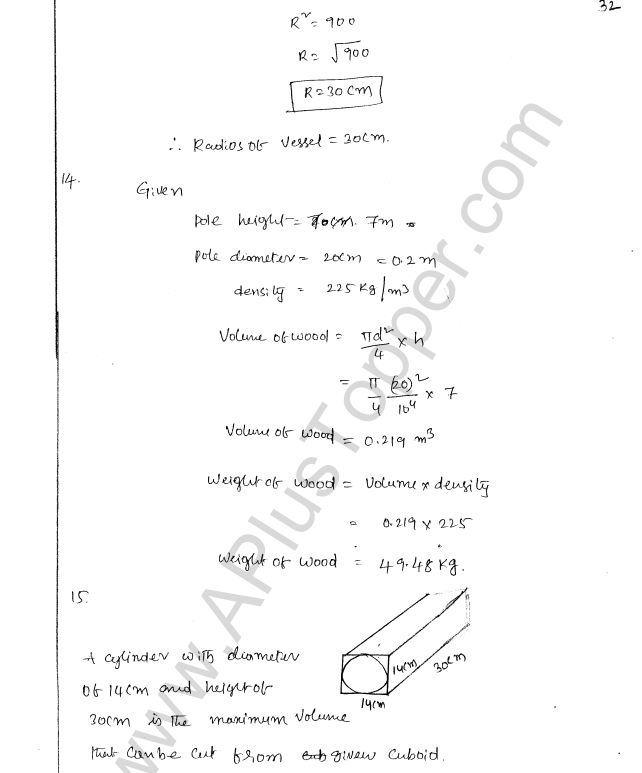 ML Aggarwal ICSE Solutions for Class 8 Maths Chapter 18 Mensuration 32