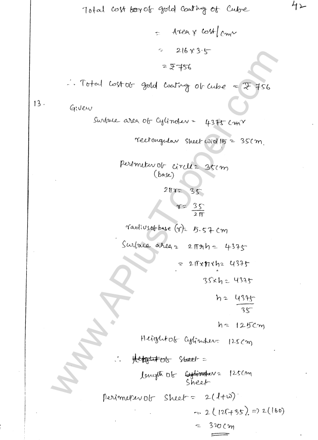 ML Aggarwal ICSE Solutions for Class 8 Maths Chapter 18 Mensuration 42